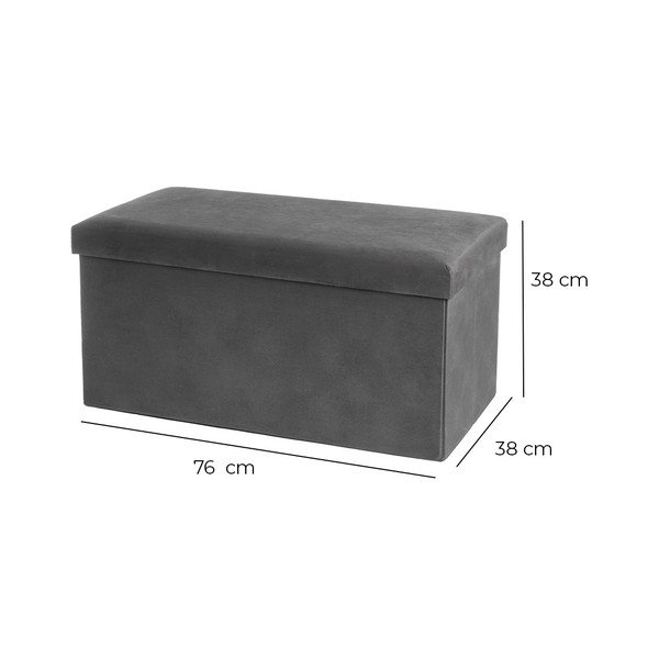 Iš velveto pufas tamsiai pilkos spalvos Estela – Casa Selección-image-3