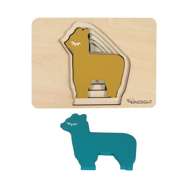 Medinė vaikiška dėlionė Kindsgut Lama-image-2