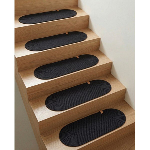 Juodos spalvos laiptų kilimėlių rinkiniai 16 vnt. 25x65 cm Milo – Vitaus-image-1