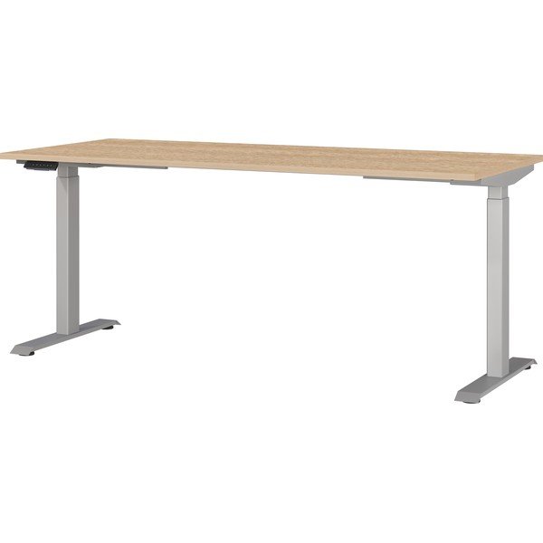 Elektra reguliuojamas aukštis reguliuojamas darbo stalas su ąžuolo dekoro stalviršiu 80x180 cm Jet – Germania