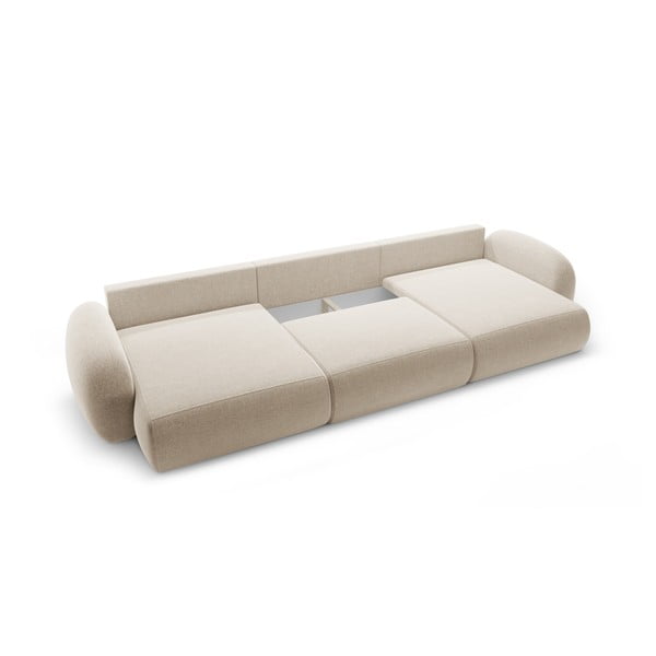 Smėlio spalvos iš šenilinio audinio sulankstoma/su sandėliavimo vieta kampinė sofa („U“ formos) Tonale – Cosmopolitan Design-image-2