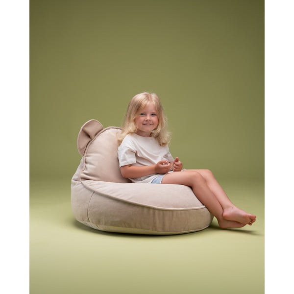 Smėlio spalvos iš velveto vaikiškas sėdmaišis Bear – Wigiwama-image-1
