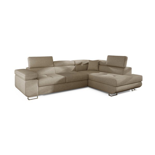 Smėlio spalvos sulankstoma/su sandėliavimo vieta kampinė sofa (su dešiniuoju kampu/„L“ formos) Anton – ELTAP-image-2