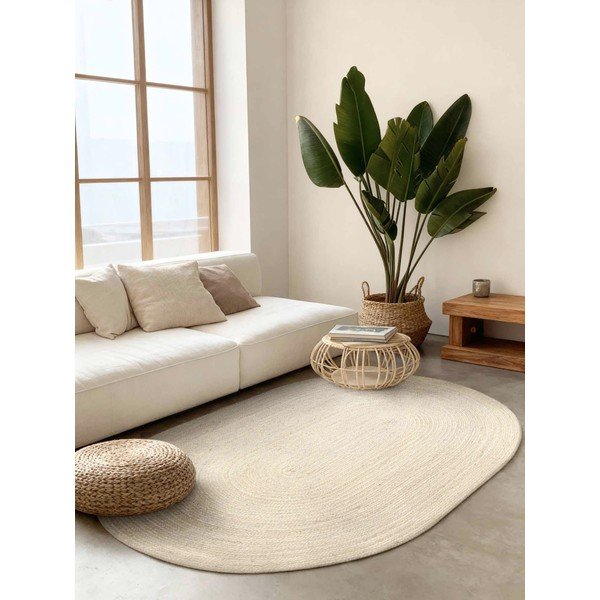 Apverčiamas/rankų darbo kreminės spalvos iš džiuto kilimas 160x230 cm Braided – Hanse Home-image-1