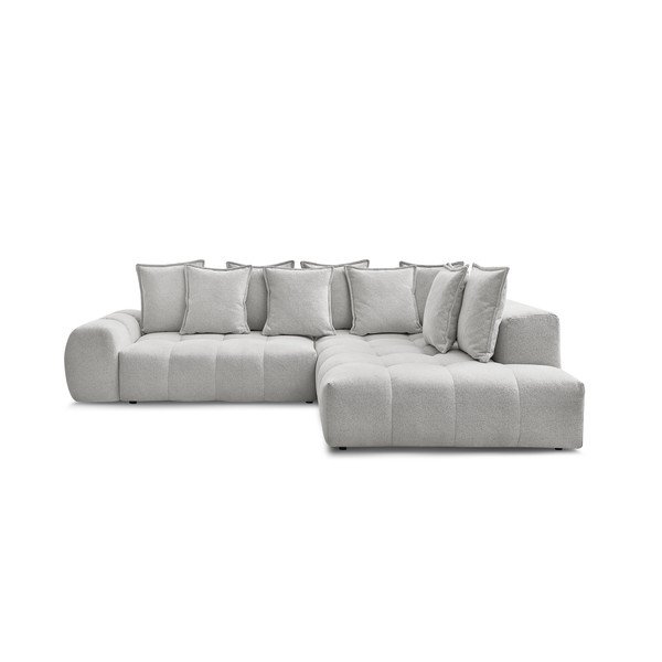 Šviesiai pilkos spalvos iš šenilinio audinio sulankstoma/su sandėliavimo vieta kampinė sofa (su dešiniuoju kampu/„L“ formos) Everest – Bobochic Paris