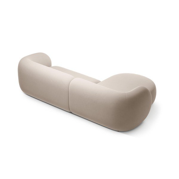 Smėlio spalvos kampinė sofa iš velveto (su kairiuoju kampu/su gultu) Kate – Micadoni -image-3