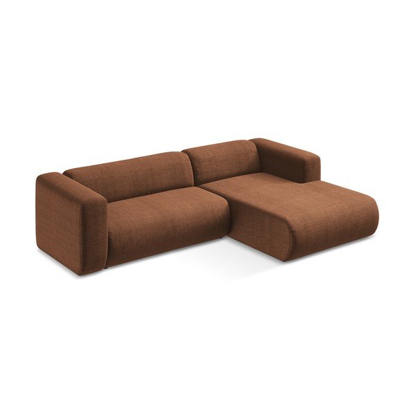 Terakotos spalvos kampinė sofa (su dešiniuoju kampu/su gultu) Ekahi – Makamii-image-3