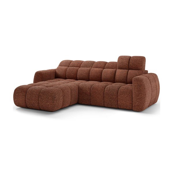 Raudonos spalvos kampinė sofa iš boucle (su kairiuoju kampu/su gultu) Fanito – ELTAP-image-2