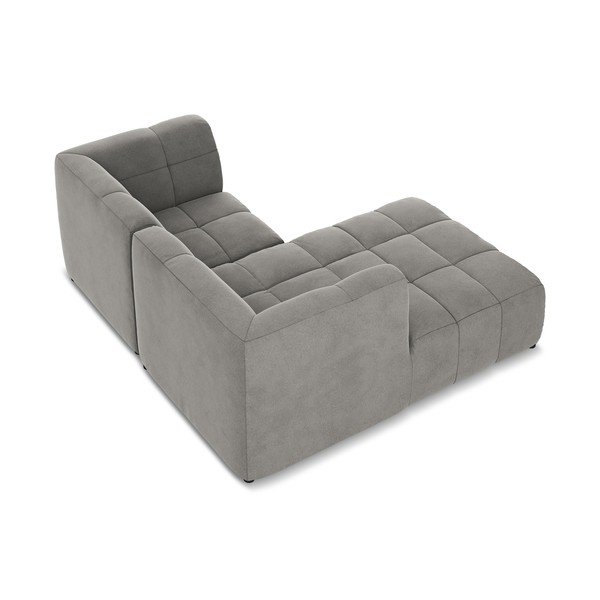 Pilkos spalvos kampinė sofa iš velveto (su kairiuoju kampu/su gultu) Aloha – Makamii-image-4