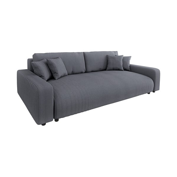 Tamsiai pilkos spalvos iš kordinio velveto sulankstoma/su sandėliavimo vieta sofa 234 cm Sara – Ropez