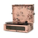 Rožinės spalvos gramofonas Crosley Voyager Floral