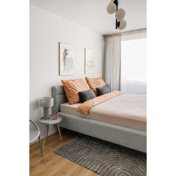 Pilkai mėlynos spalvos dvigulė lova audiniu dengta su sandėliavimo vieta su lovos grotelėmis 140x200 cm Lotte – Meise Möbel-image-1