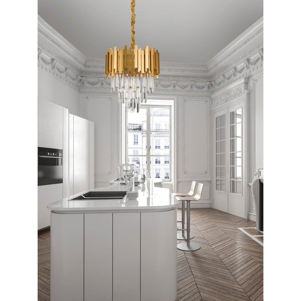 Auksinės spalvos iš metalo kabantis šviestuvas ø 40 cm su krištoliniu gaubtu Grane – Nova Luce-image-2