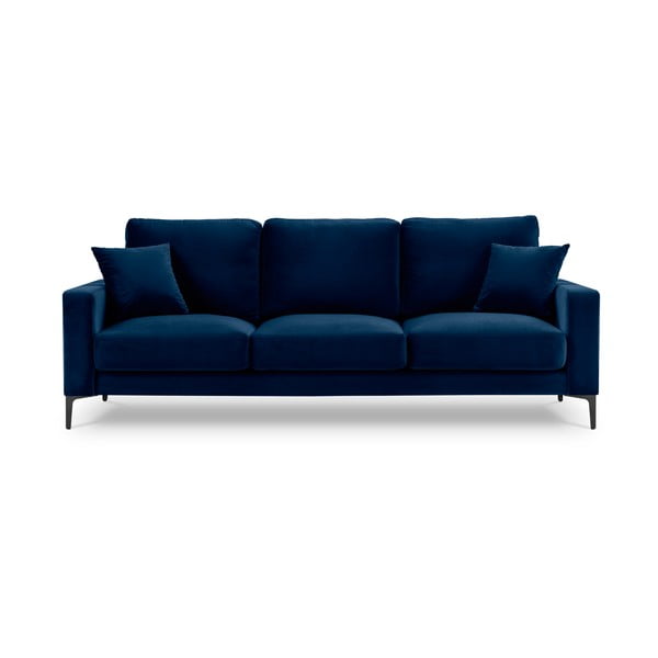 Tamsiai mėlyna aksominė sofa Kooko Home Harmony, 220 cm