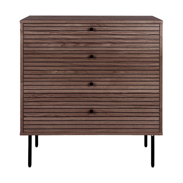 Žema šoninė spintelė tamsiai rudos spalvos iš ąžuolo 80x85 cm Kyoto – House Nordic