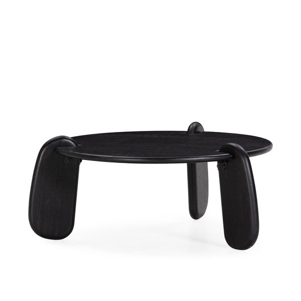 Juodos spalvos iš mango masyvo apvalios formos kavos staliukas ø 80 cm Tamira – MOME-image-3