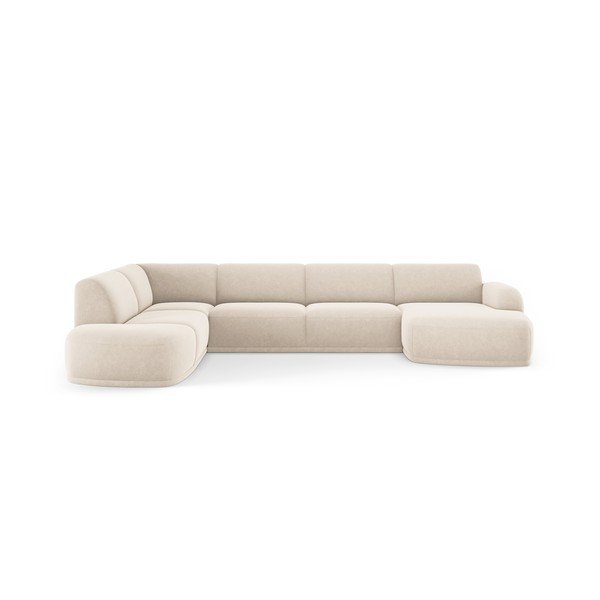 Iš velveto kampinė sofa smėlio spalvos Erin – Micadoni Home