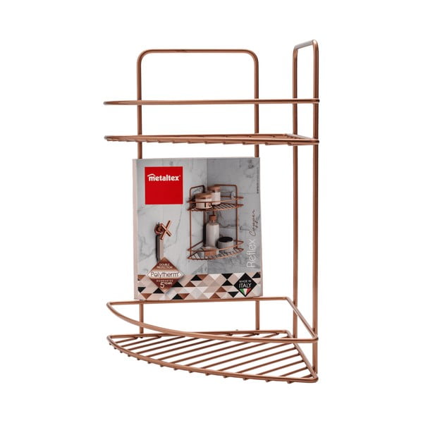 Kampinė vonios kambario lentyna su dviem aukštais Metaltex Copper-image-3
