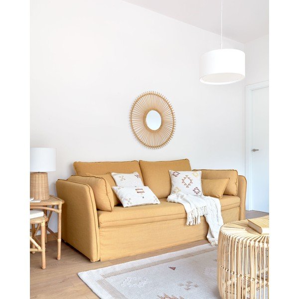 Garstyčių spalvos sulankstoma sofa 210 cm Tanit – Kave Home-image-1