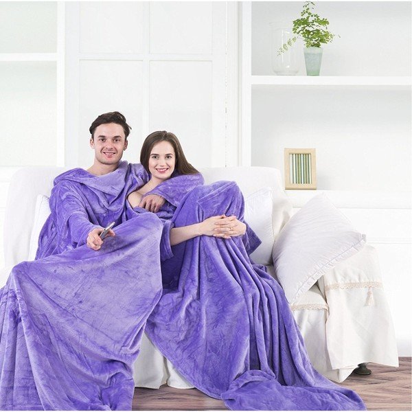 Violetinė mikropluošto TV antklodė DecoKing Lazy, 170 x 200 cm-image-1