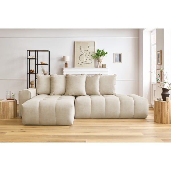 Smėlio spalvos kampinė sofa (kairysis kampas) Mont-Blanc - Bobochic Paris-image-1