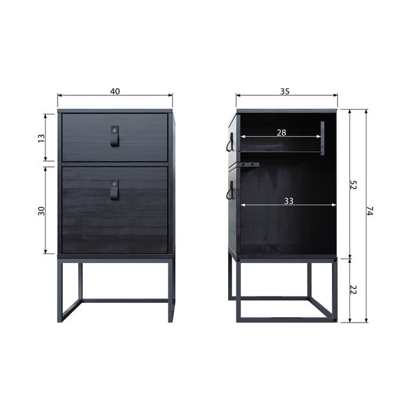Juodas naktinis staliukas su stalčiumi ir durelėmis WOOOOD Zola-image-4