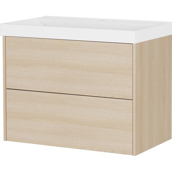 Natūralios spalvos pakabinama spintelė po kriaukle iš ąžuolo 81x65 cm Bodera – Germania