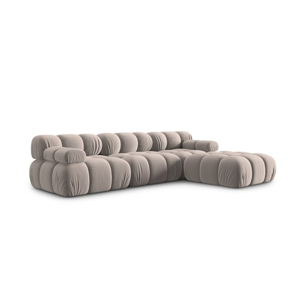 Iš velveto modulinė kampinė sofa šviesiai rudos spalvos (kintama) Bellis – Micadoni -image-3