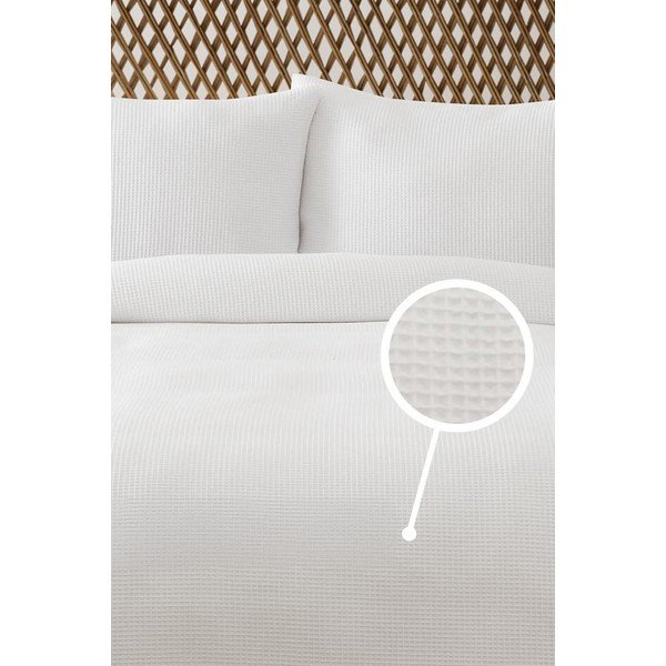 Lovatiesė baltos spalvos 200x220 cm Waffle – Mijolnir-image-1