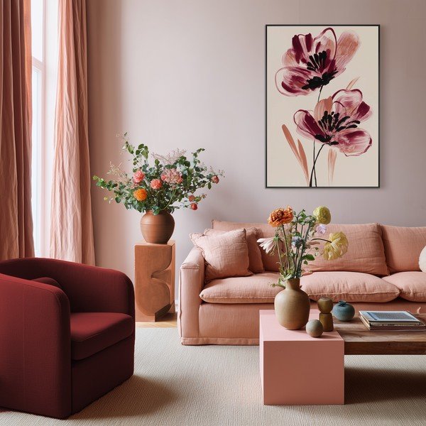 Spausdintas paveikslas su rėmeliu/tapyba ant drobės 70x100 cm Burgundy Blooms – Styler-image-2