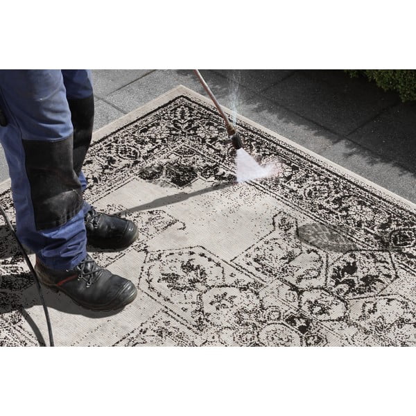 Juodos ir kreminės spalvos lauko kilimas NORTHRUGS Borbon, 200 x 290 cm-image-3