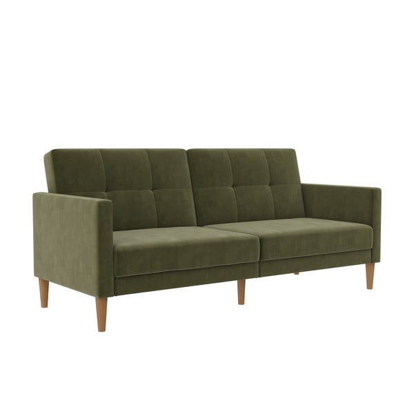 Iš velveto sulankstoma sofa žalios spalvos 207 cm Lilly – Støraa-image-3