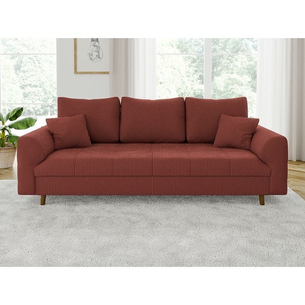 Raudonos plytų spalvos iš kordinio velveto sofa 210 cm Ariella – Ropez-image-1