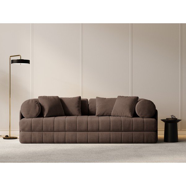 Rudos spalvos iš velveto sulankstoma sofa 206 cm Kemi – Cosmopolitan Design-image-4
