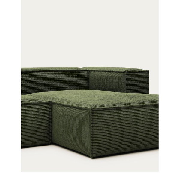 Žalios spalvos iš kordinio velveto kampinė sofa (su dešiniuoju kampu/su gultu) Blok – Kave Home-image-1