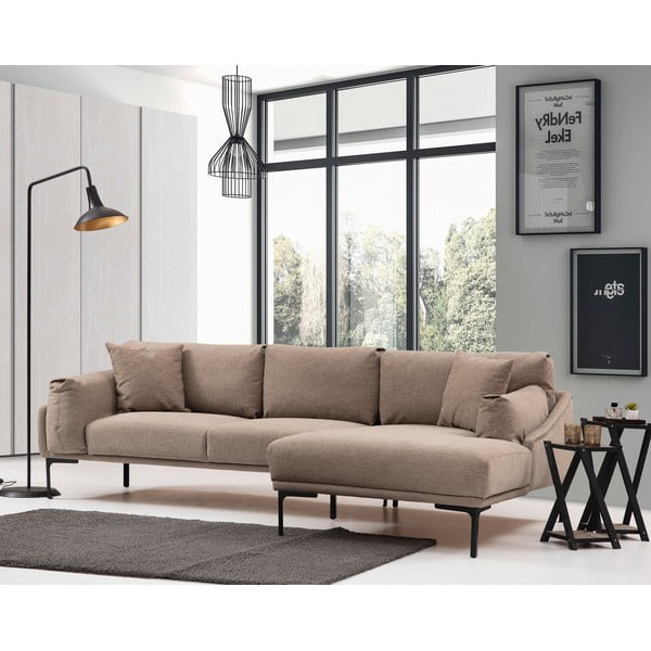 Smėlio spalvos kampinė sofa Artie Leo, dešinysis kampas-image-4
