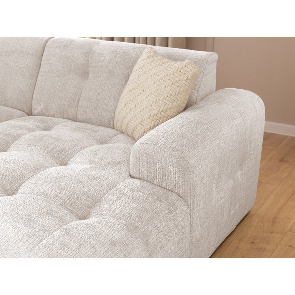 Kreminės spalvos kampinė sofa (su dešiniuoju kampu/su gultu) Melva – Ropez-image-4