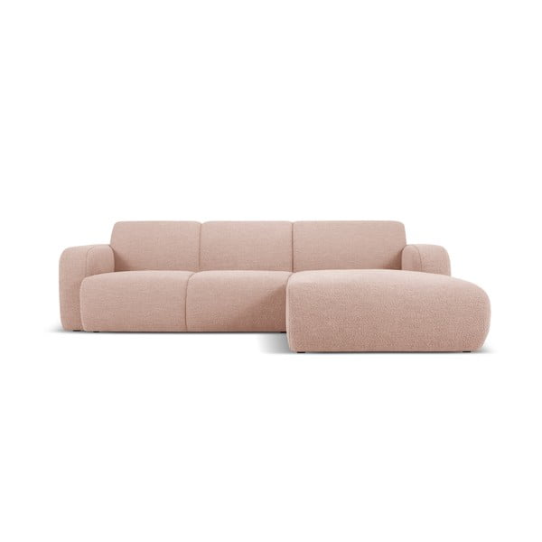 Kampinė sofa rožinės spalvos iš boucle (su dešiniuoju kampu) Molino – Micadoni Home