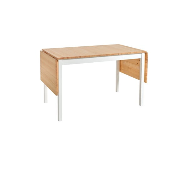 Baltos spalvos sulankstomas valgomojo stalas iš pušies medienos Bonami Essentials Brisbane, 120 (200) x 70 cm