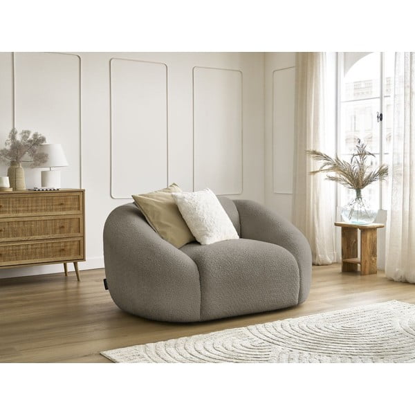 Iš boucle krėslas pilkos spalvos/rudos spalvos Tina – Bobochic Paris-image-1