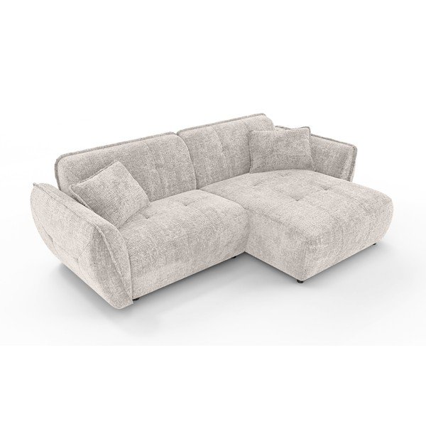 Smėlio spalvos kampinė sofa iš šenilinio audinio (su dešiniuoju kampu/su gultu) Nelia – Ropez-image-2