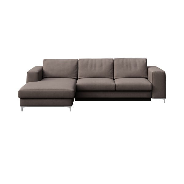Taupe spalvos iš velveto sulankstoma/su sandėliavimo vieta kampinė sofa (su kairiuoju kampu/su gultu) Rene – Rodier