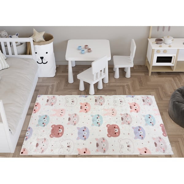 Skalbiamas dramblio kaulo spalvos vaikiškas kilimas 120x180 cm Cute Animals – Vitaus-image-1