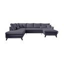 Antracito spalvos U formos sofa-lova Miuform Charming Charlie, kairysis kampas