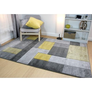 Pilkos ir geltonos spalvos kilimas Flair Rugs Cosmos, 120 x 170 cm