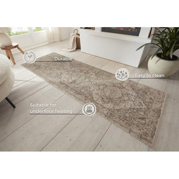 Pilkos spalvos/smėlio spalvos kilimas 80x200 cm Terrain Designer Sand – Hanse Home-image-4