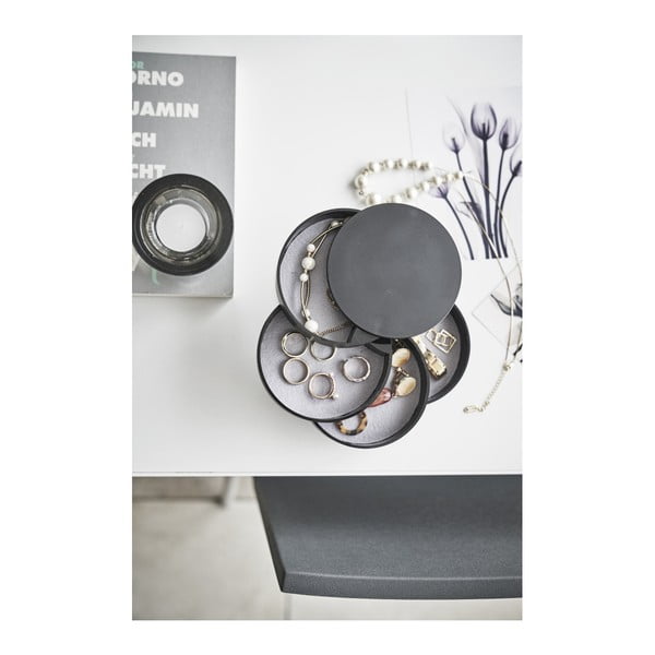 Juoda dviaukštė papuošalų dėžutė YAMAZAKI Tower, ⌀ 10 cm-image-2