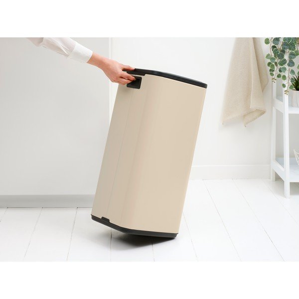 Smėlio spalvos šiukšliadėžė iš plieno, galima atidaryti palietus 30 l Bo Touch – Brabantia-image-2