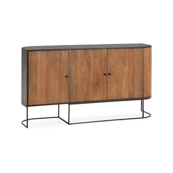 Natūralios spalvos iš mango masyvo šoninė spintelė 165x90x40 cm Curve – MOME