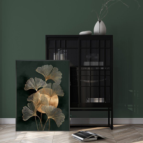 Spausdintas paveikslas su rėmeliu 60x80 cm Gold Ginkgo – Styler-image-1